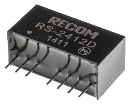 Recom - RS-2412D - Recom RS ϵ 2W ʽֱ-ֱת RS-2412D, 18  36 V ֱ, 12V dc, 83mA, 500V acѹ, 83%Ч, SIPװ 
