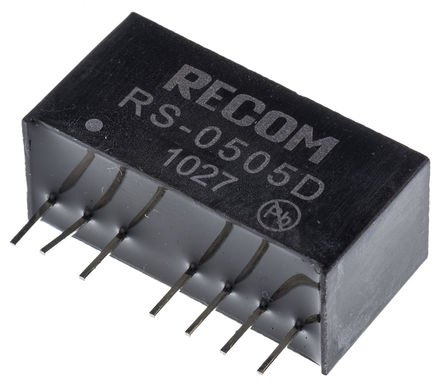 Recom - RS-0505D - Recom RS ϵ 2W ʽֱ-ֱת RS-0505D, 4.5  9 V ֱ, 5V dc, 200mA, 500V acѹ, SIPװ 