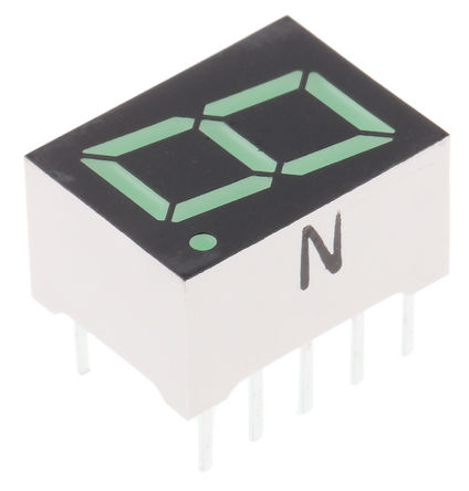 ROHM - LA-401MN - ROHM 1字符 7段 共阴 绿色 LED 数码管 LA-401MN, 16 mcd, 右侧小数点, 10.16mm高字符, 通孔安装		