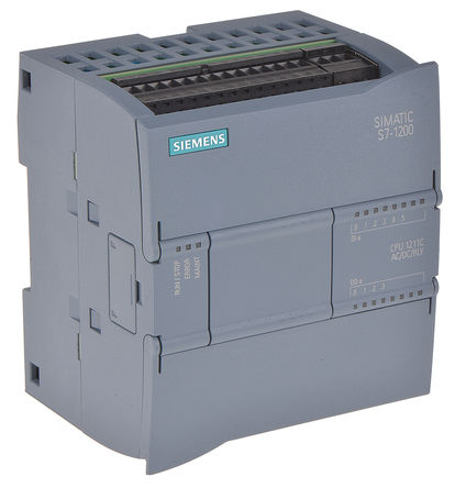 Siemens - 6ES7211-1BE40-0XB0 - Siemens S7-1200 系列 PLC CPU 6ES7211-1BE40-0XB0, 1 MB内存, 以太网, 30 kB编程容量, 10 I/O 端口, DIN 导轨，壁装安装, 85 → 264 V 交流类别 