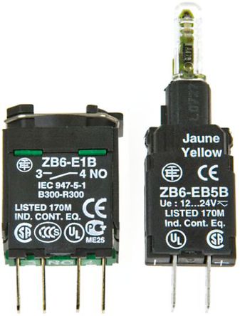 Schneider Electric - ZB6ZB51B - Schneider Electric XB6 ϵ Ӵ ZB6ZB51B, 1 , 12  24 V12  24 V /ֱ, ɫ LED, Faston Ӷ 