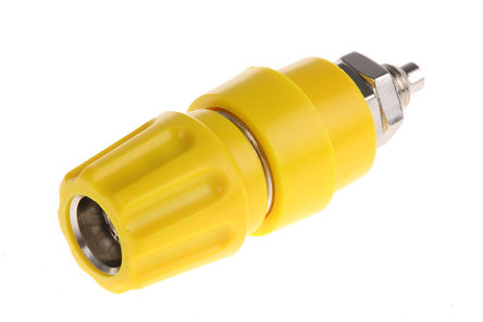Hirschmann Test & Measurement - 930136103 - Hirschmann 930136103 黄色 4mm 插座, 30 V ac, 60 V dc 63A, 镀镍触点		