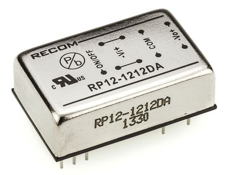 Recom - RP12-1212DA - Recom RP12 A ϵ 12W ʽֱ-ֱת RP12-1212DA, 9  18 V ֱ, 12V dc, 500mA, 1.6kV dcѹ, DIPװ 
