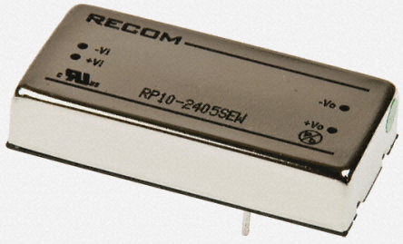Recom - RP10-4805SEW - Recom RP10 EW 系列 10W 隔�x式直流-直流�D�Q器 RP10-4805SEW, 18 → 75 V 直流�入, 5V dc�出, 2A�出, 1.6kV dc隔�x��� 