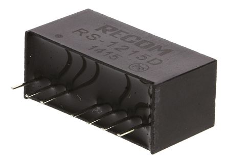 Recom - RS-1215D - Recom RS ϵ 2W ʽֱ-ֱת RS-1215D, 9  18 V ֱ, 15V dc, 67mA, 500V acѹ, SIPװ 