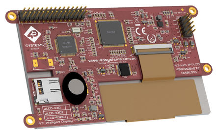 4D Systems - uLCD-43DCT - 4D Systems 4.3in TFT 触摸屏 触摸屏显示模块, 480 x 272pixels 分辨率, LED背光 I2C, TTL 接口 