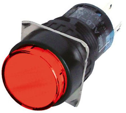 Idec - AL6M-M24P-R - Idec AL6M-M24P-R IP65 瞬间 双刀双掷 红色LED 面板安装 按钮开关, 1A@ 120V 交流，1A@ 24V 直流 