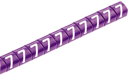 HellermannTyton - 901-10312 - HellermannTyton Helagrip 系列 250件装 紫底白字 滑上固定 电缆标识 901-10322, 5mm长, 6.8 mm宽, 4 → 9mm电缆直径, 印有"7"图例 